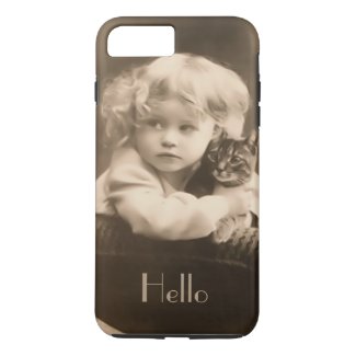 Vintage Child and Kitty Sepia iPhone 7 Plus Case