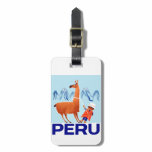 Vintage Child and Llama Peru Travel Poster Luggage Tag Vintage Child and Llama Peru Travel Poster Luggage Tag