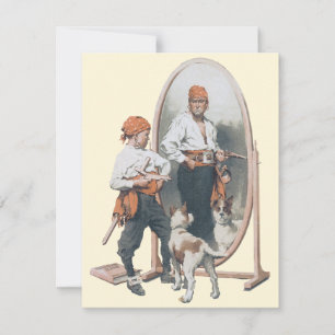 Vintage Child, Boy Pirate, Dog, Mirror, Buccaneer