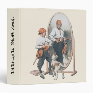 Vintage Child, Boy Pirate, Dog, Mirror, Buccaneer 3 Ring Binder