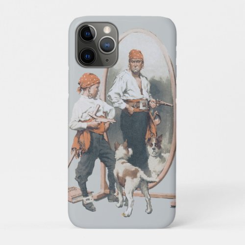 Vintage Child Boy Pirate Dog Mirror Buccaneer iPhone 11 Pro Case