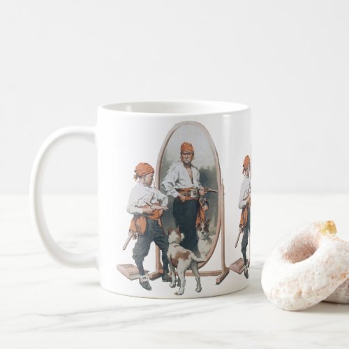 Vintage Child Boy Pirate Dog Mirror Buccaneer Coffee Mug