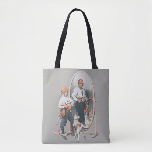 Vintage Child Boy Pirate Dog Mirror Buccaneer Tote Bag