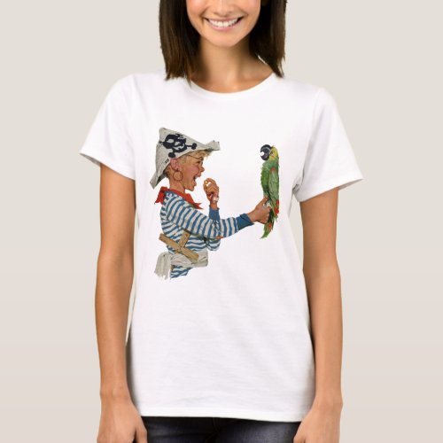 Vintage Child Boy Playing Pirate Parrot Bird T_Shirt