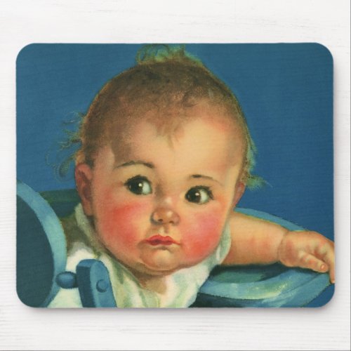 Vintage Child Cute Baby Boy or Girl in Highchair Mouse Pad