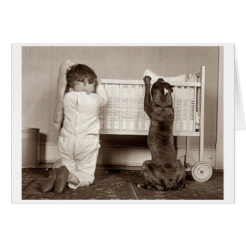 Vintage _ Child  Dog Saying Prayers