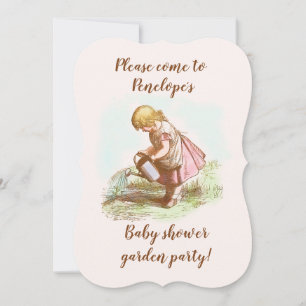 Vintage Child Drawing Garden Party Baby Shower Invitation