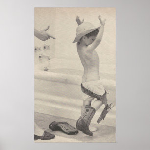 Vintage Child getting in bath Poster