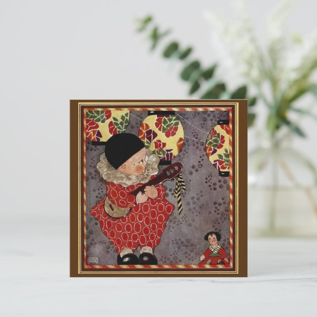 Vintage Child Harlequin, Musician Playing Banjo (Standing Front)