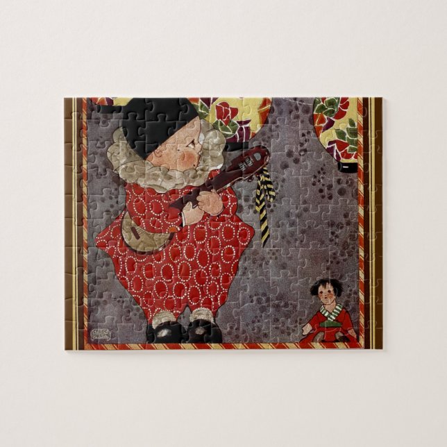 Vintage Child Harlequin, Musician Playing Banjo Jigsaw Puzzle (Horizontal)