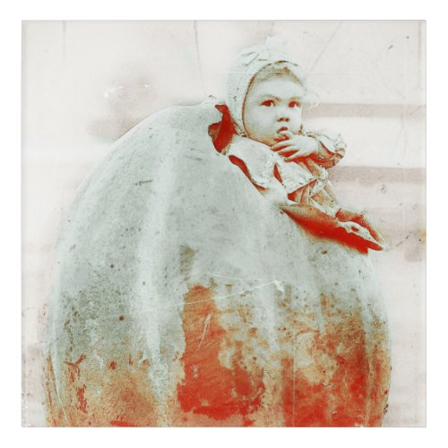 Vintage Child in a Giant Pumpkin Acrylic Print