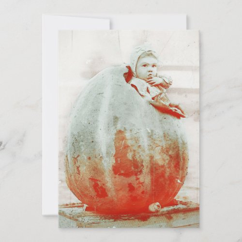 Vintage Child in a Giant Pumpkin Invitation