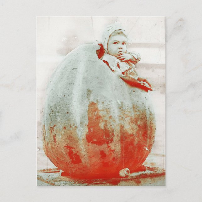 Vintage Child in a Giant Pumpkin Postcard (Front)