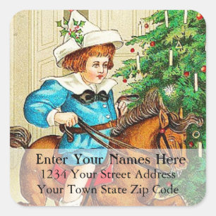 Vintage Child on Rocking Horse Address Label