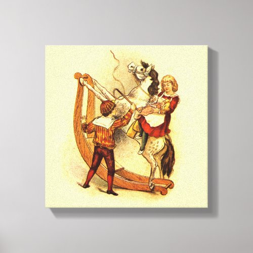 Vintage Child on Rocking Horse Canvas Print