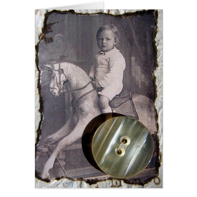 Vintage Child on Rocking Horse Mixed Media (Front)