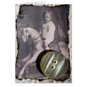 Vintage Child on Rocking Horse Mixed Media Cards