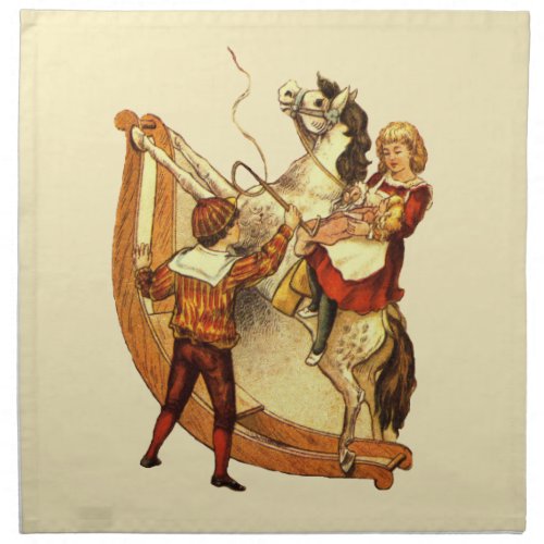 Vintage Child on Rocking Horse Napkin