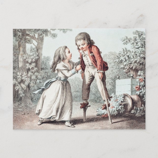 Vintage Child on Stilts  Postcard (Front)