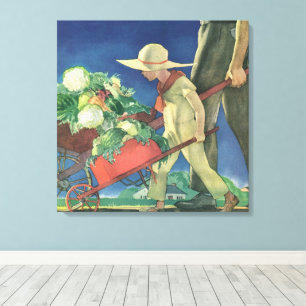 Vintage Child, Organic Gardening; Victory Garden Canvas Print