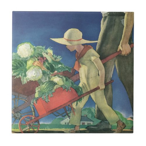 Vintage Child Organic Gardening Victory Garden Ceramic Tile