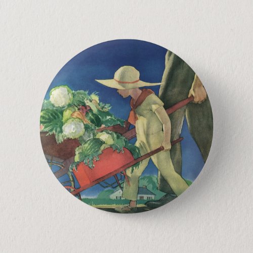 Vintage Child Organic Gardening Victory Garden Pinback Button