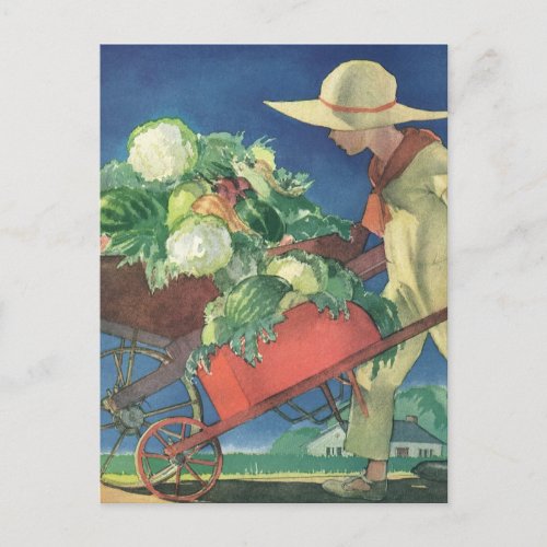 Vintage Child Organic Gardening Victory Garden Postcard