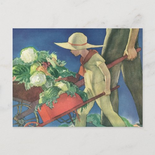 Vintage Child Organic Gardening Victory Garden Postcard