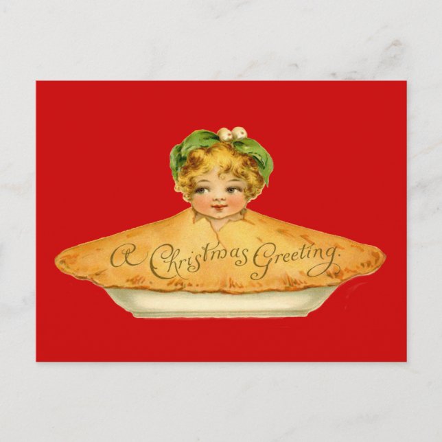 Vintage Child & Pie Postcard (Front)