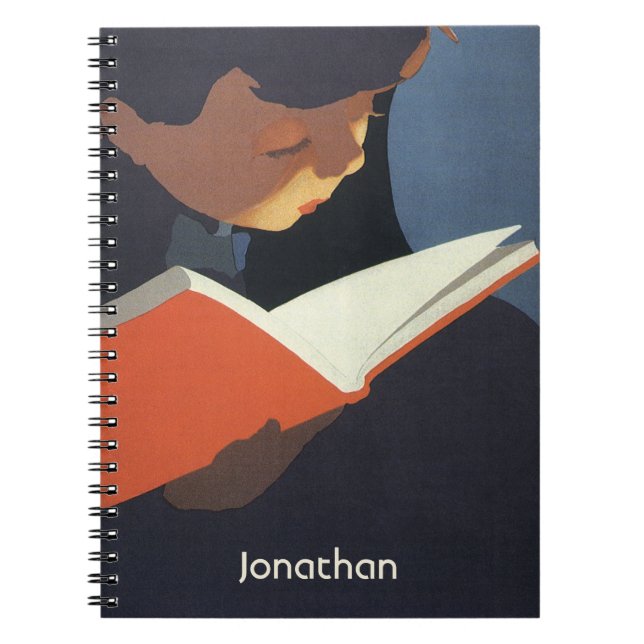 Vintage Child Reading a Book From the Library (Front)