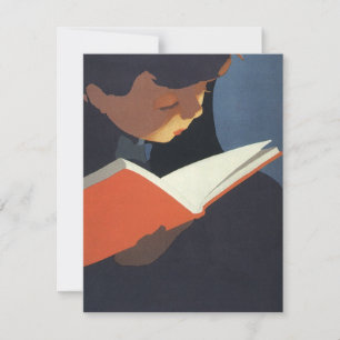 Vintage Child Reading a Book From the Library