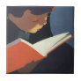 Vintage Child Reading a Book From the Library Ceramic Tile