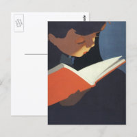 Vintage Child Reading a Book From the Library