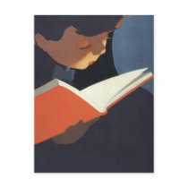 Vintage Child Reading a Book From the Library Postcard