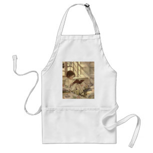 Vintage Child Reading a Book, Jessie Willcox Smith Adult Apron