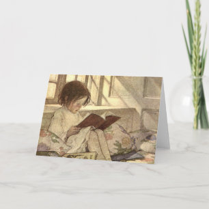 Vintage Child Reading a Book, Jessie Willcox Smith Card