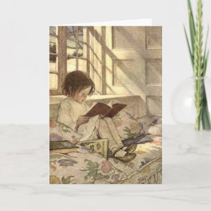 Vintage Child Reading a Book, Jessie Willcox Smith Card