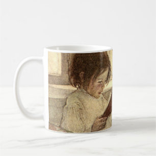 Vintage Child Reading a Book, Jessie Willcox Smith Coffee Mug