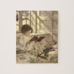 Vintage Child Reading a Book, Jessie Willcox Smith Jigsaw Puzzle<br><div class="desc">Vintage illustration children image featuring a girl child reading a book by a window. Picture Books in Winter,  from A Garden of Verses by Jessie Willcox Smith. A classic book of children's poems and poetry.</div>