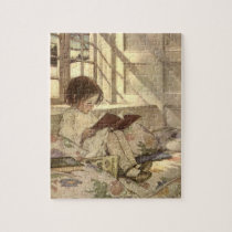 Vintage Child Reading a Book, Jessie Willcox Smith Jigsaw Puzzle