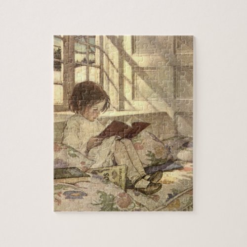 Vintage Child Reading a Book Jessie Willcox Smith Jigsaw Puzzle