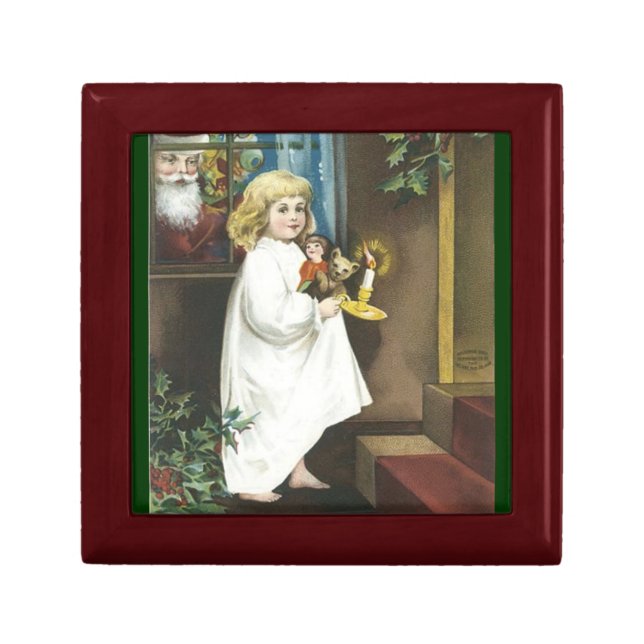 Vintage Child & Santa Christmas Gift Box (Front)