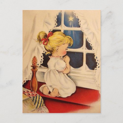 Vintage Child Saying Prayers Postcard