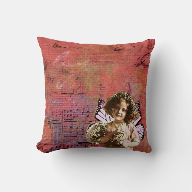 Vintage Child Throw Pillow (Front)