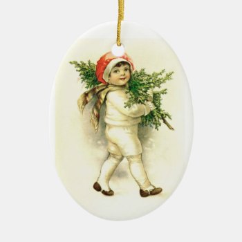 Vintage Child  Tree Ceramic Christmas Ornament by lkranieri at Zazzle