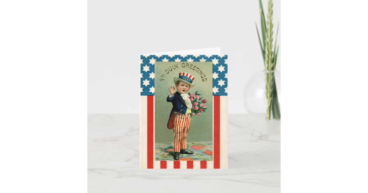 Vintage Child Uncle Sam 4th Of July Holiday Card | Zazzle