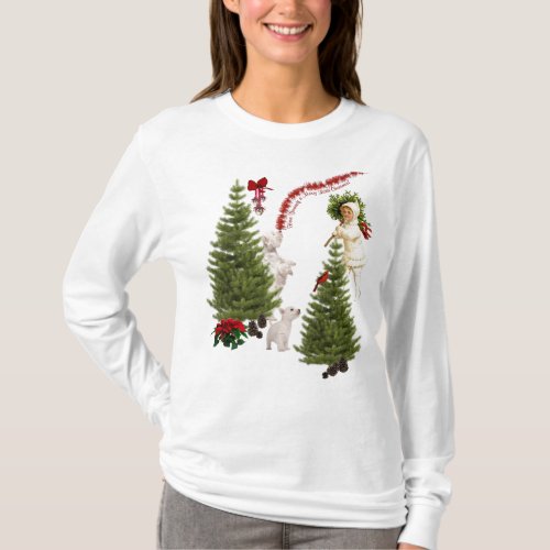 Vintage Child  Westie Wishes For Merry Christmas T_Shirt