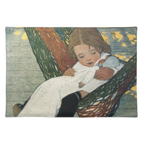 Vintage Child with a Doll by Jessie Willcox Smith Cloth Placemat