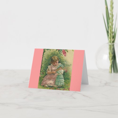 Vintage Child with Baby Doll Notecard