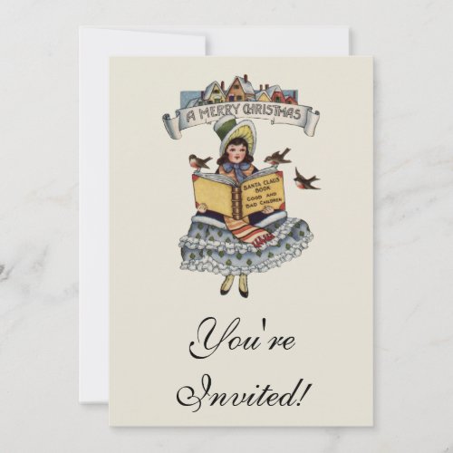 Vintage Child with Santa Claus Book Invitation